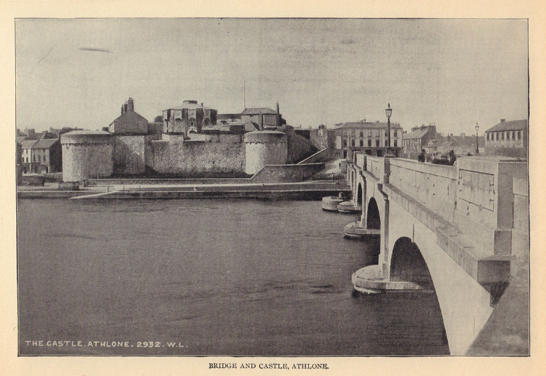 Bridge and Castle, Athlone. Ireland 1905 old antique vintage print picture